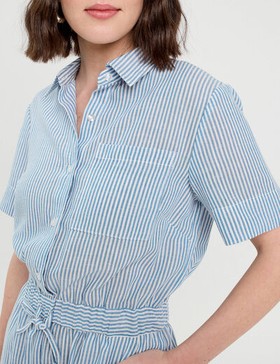 Combishort manches courtes bleu ciel femme