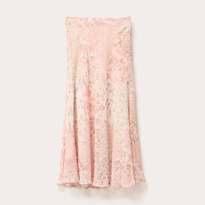 Jupe longue évasée rose pastel femme