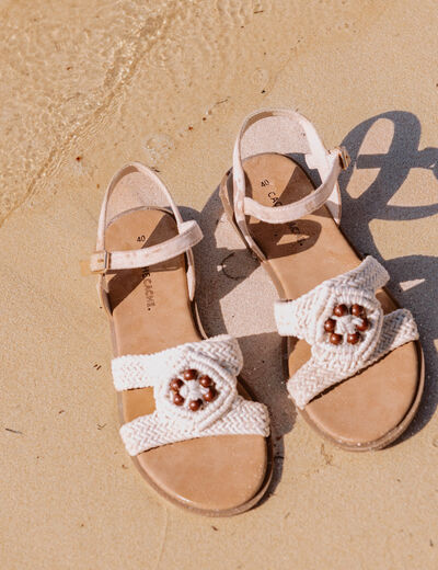 Sandales aspect chin&eacute; sable femme