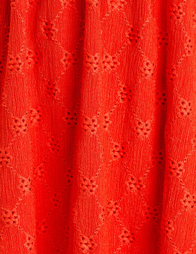 Robe évasée broderie anglaise orange foncé femme
