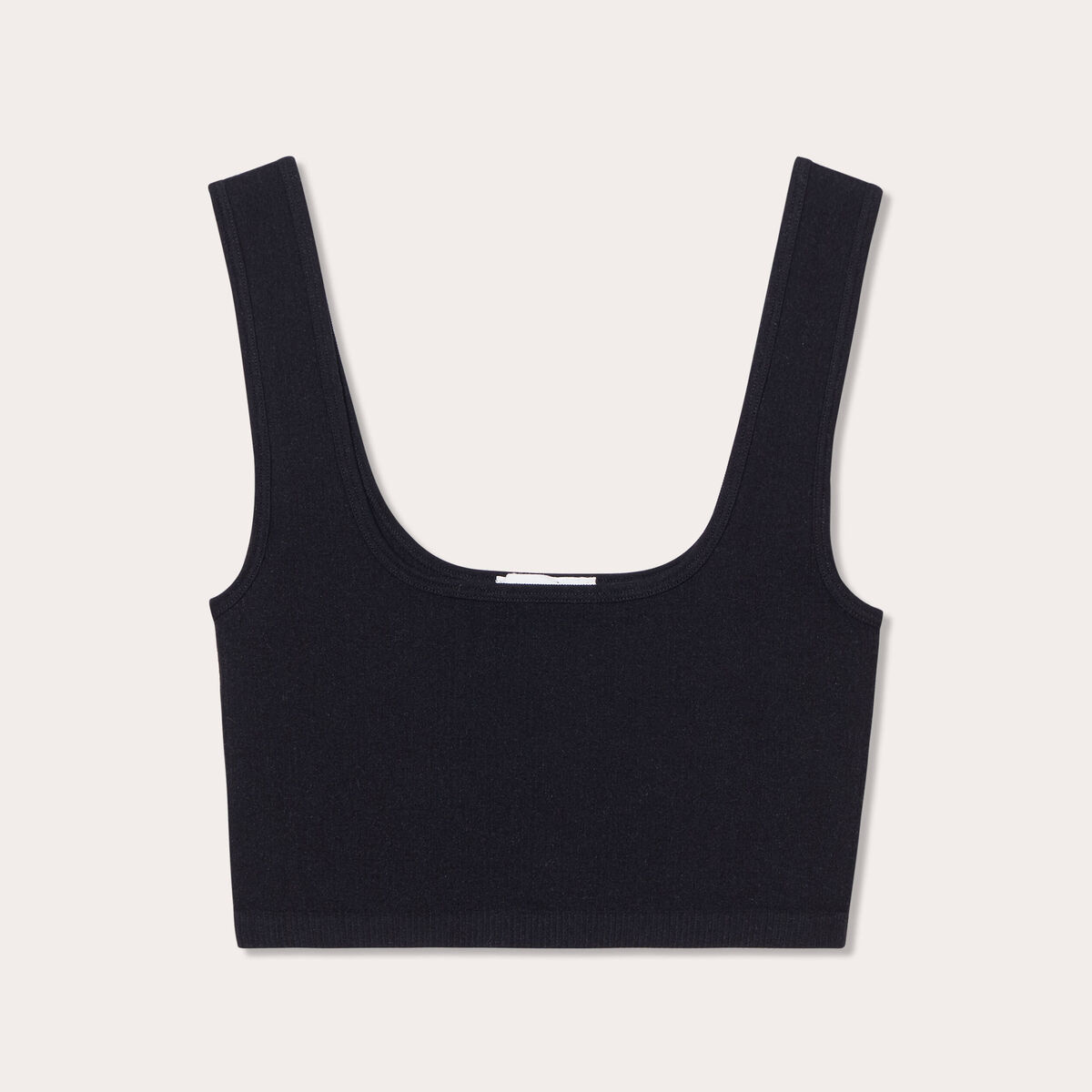 Débardeur cropped côtelé noir femme