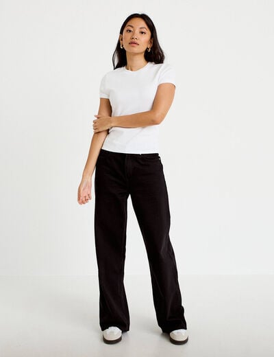 Jeans wide leg taille haute denim noir femme