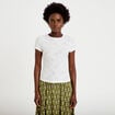 T-shirt ajust&eacute; &agrave; relief manches courtes ecru femme