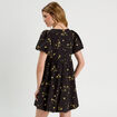 Robe évasée effet boule jaune femme