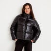 Doudoune col montant bas resserr&eacute; noir femme