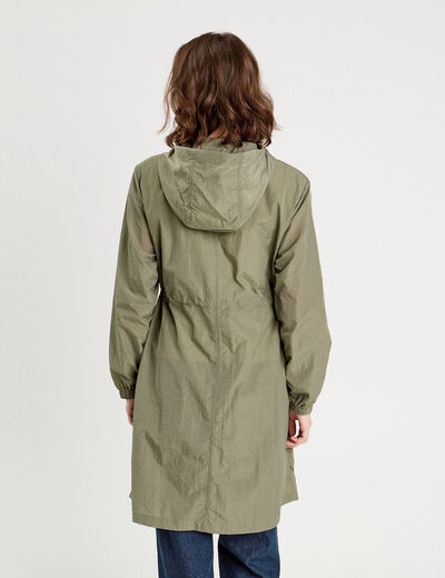 Parka déperlante 2-en-1 avec pochette vert kaki femme