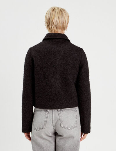 Veste droite boutonnée noir femme