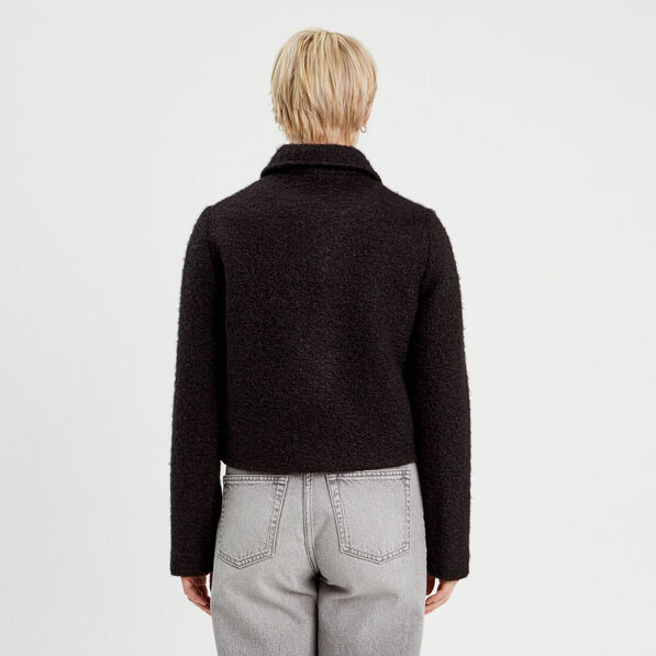 Veste droite boutonnée noir femme