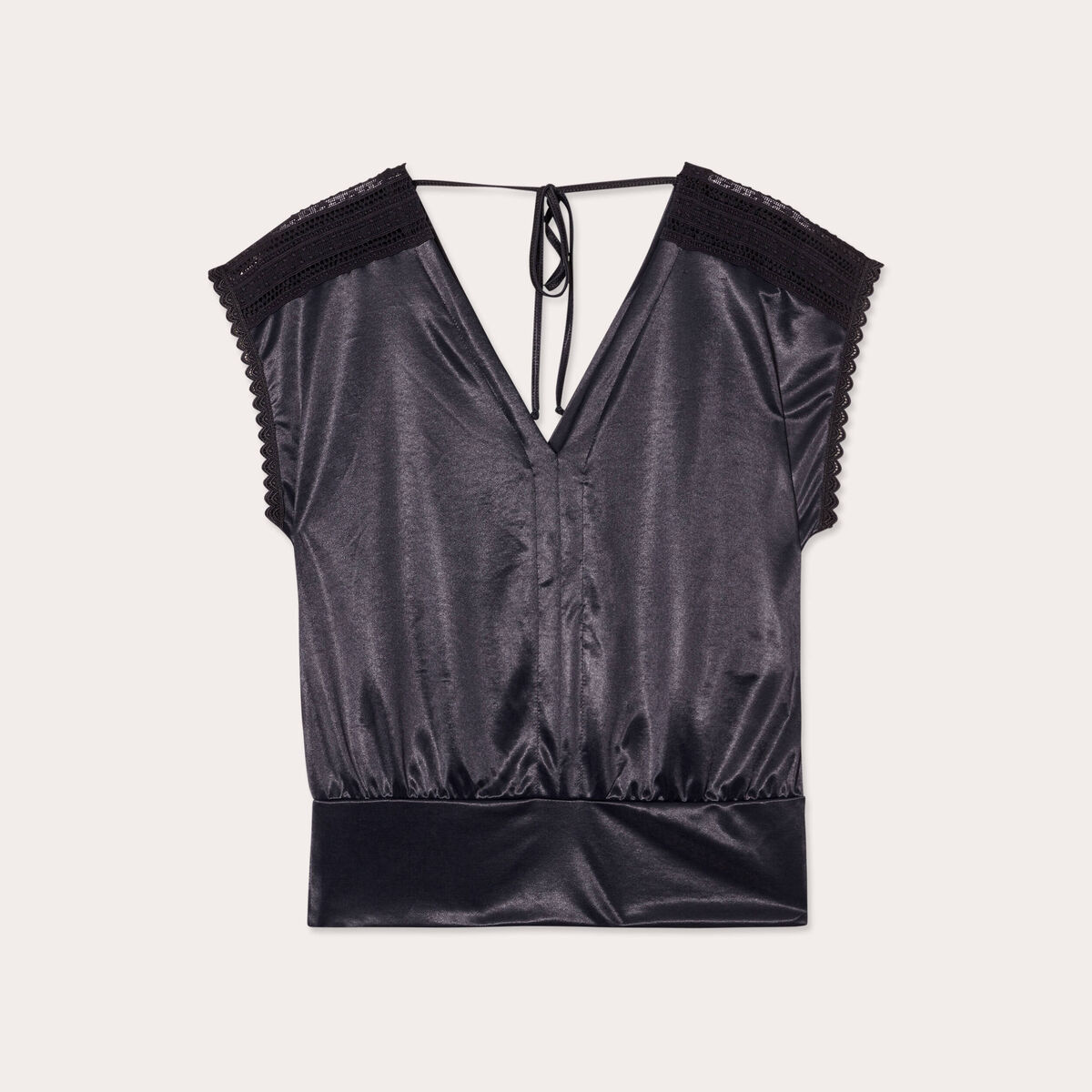 Blouse manches courtes noir femme