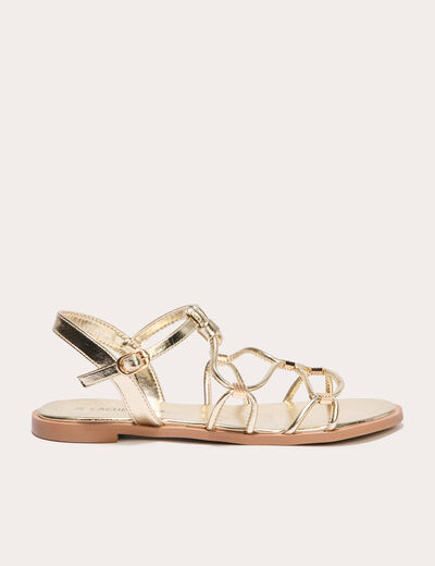 Sandales plates couleur or femme