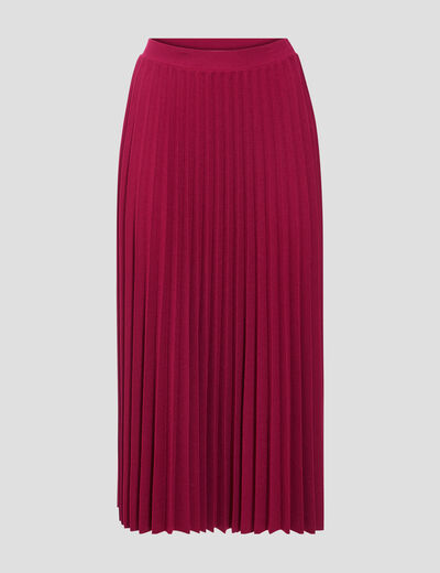 Jupe midi évasée plissée rouge foncé femme
