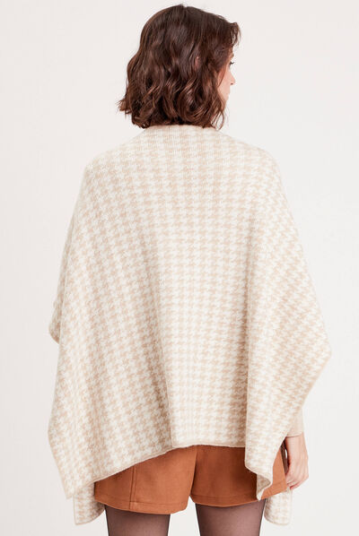 Cape tricotée sable femme