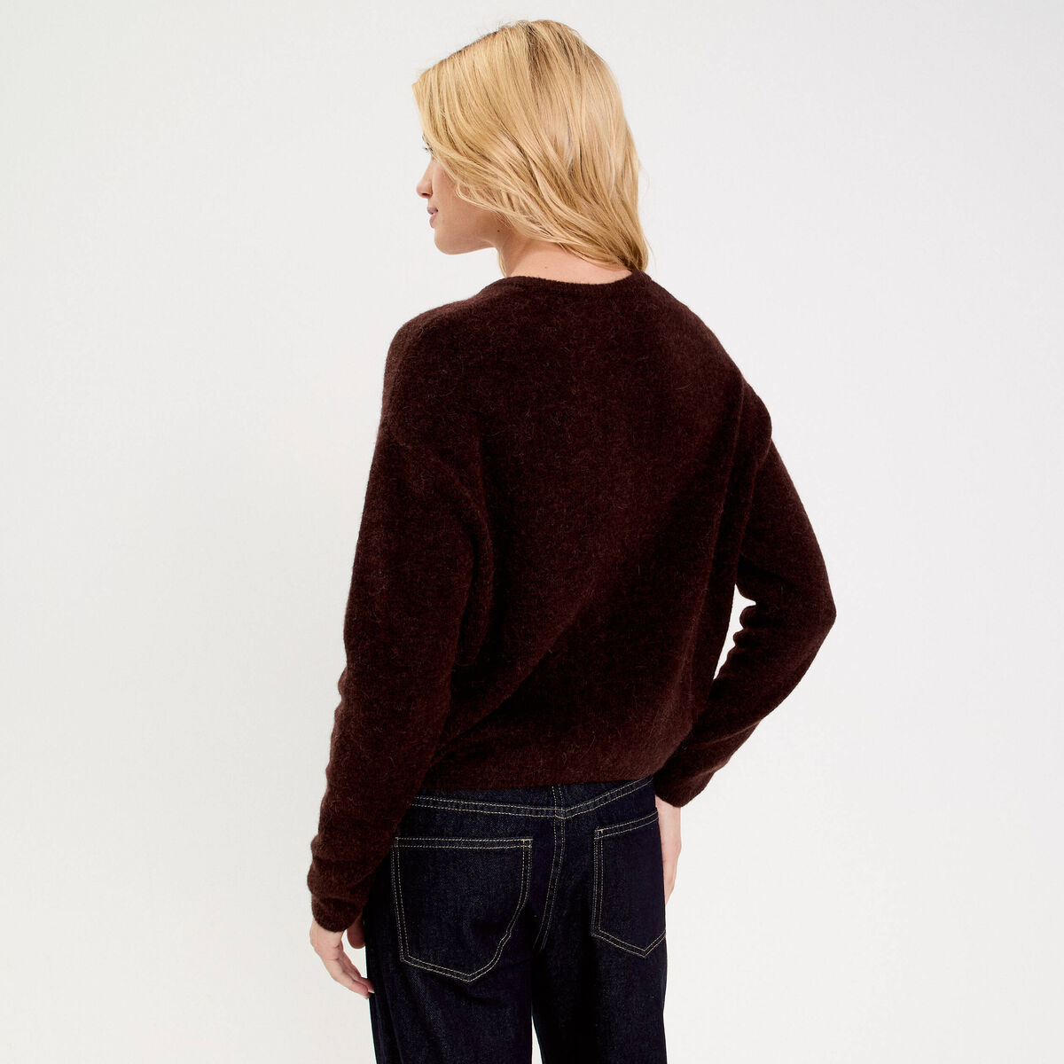 Gilet manches longues marron fonc&eacute; femme