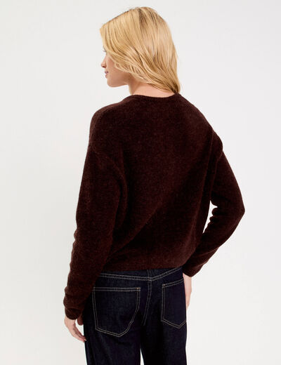 Gilet manches longues marron fonc&eacute; femme