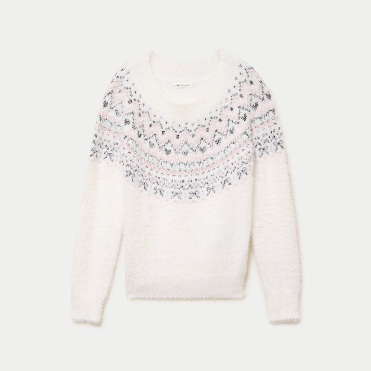 Pull manches longues ecru femme