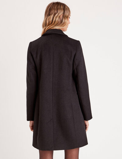 Manteau droit boutonné noir femme