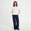 T-shirt &agrave; motif manches courtes blanc femme