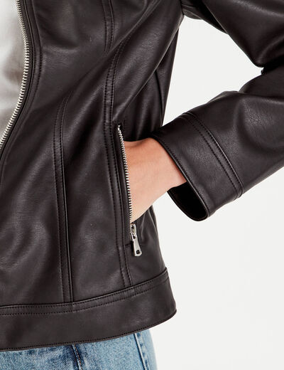Veste droite zippée noir femme