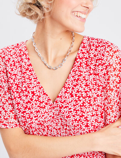 Robe évasée manches courtes rouge femme