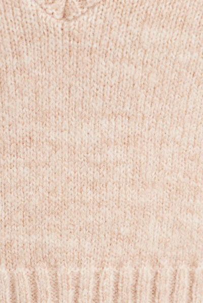 Pull sans manches col en V sable femme