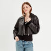 Veste simili cuir zippée noir femme