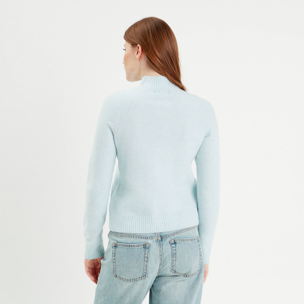 Pull col montant bleu pastel femme