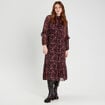 Robe longue évasée noir femme