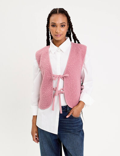 Gilet sans manches polaire vieux rose femme
