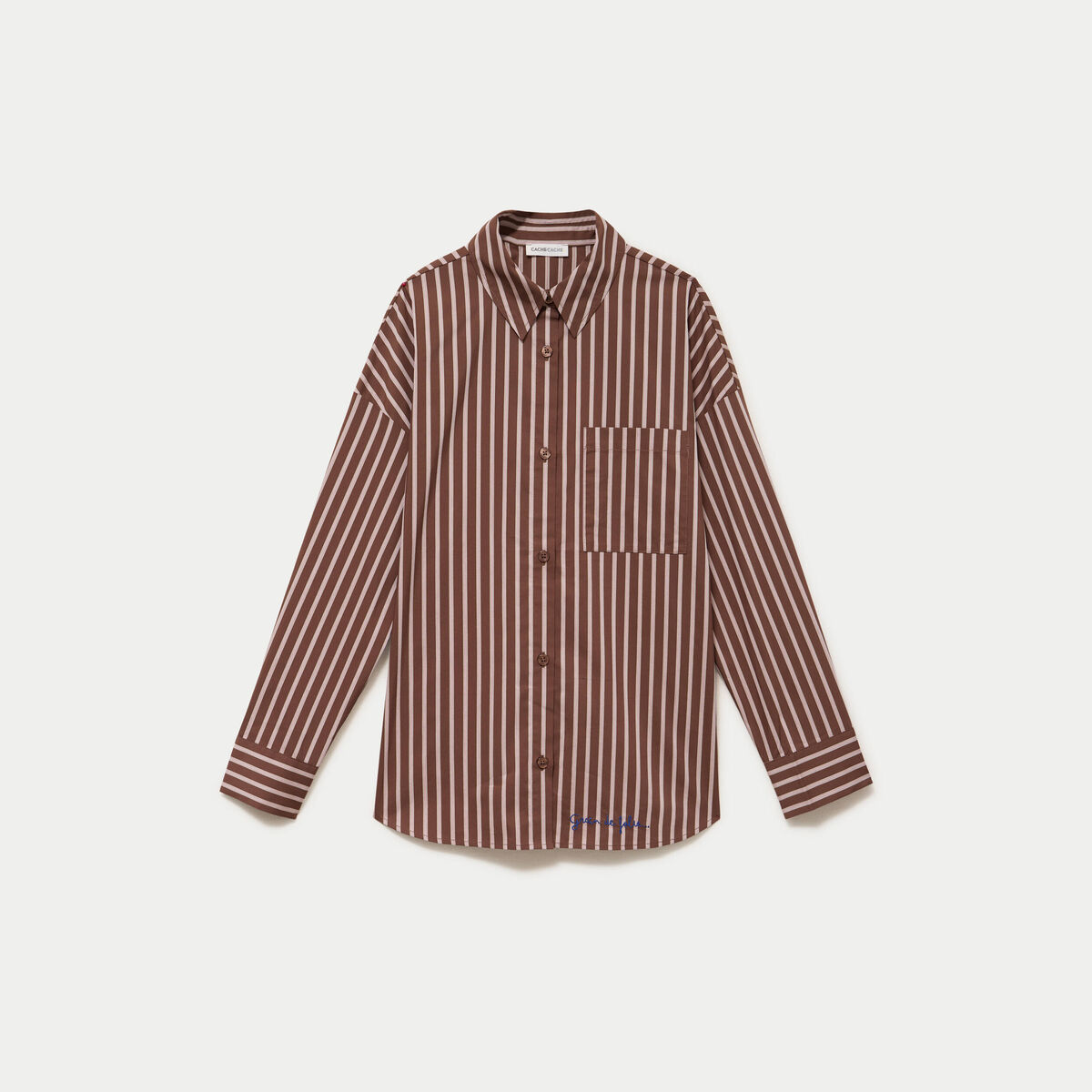 Chemise oversize manches longues marron femme