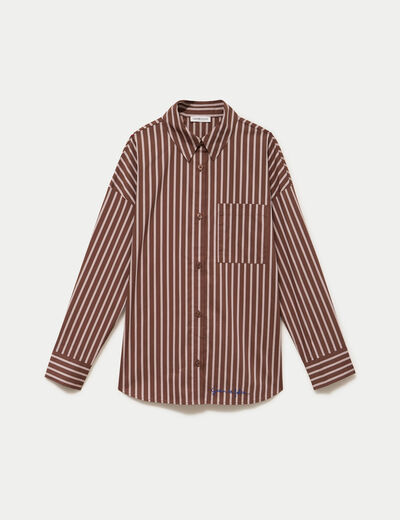 Chemise oversize manches longues marron femme