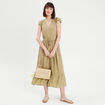 Robe longue évasée plumetis vert pastel femme