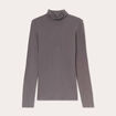 T-shirt uni à manches longues gris foncé femme