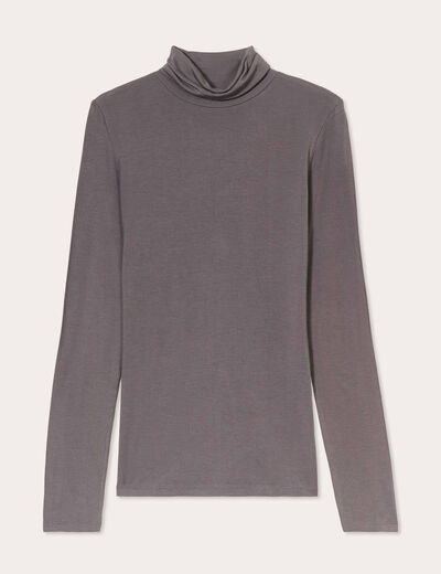 T-shirt uni à manches longues gris foncé femme