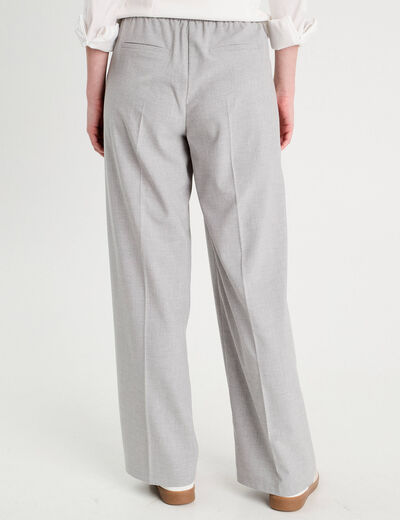 Pantalon large taille haute gris clair femme