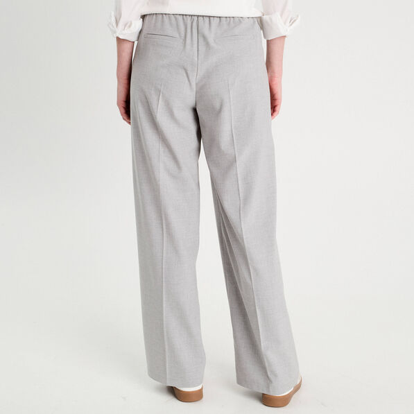 Pantalon large taille haute gris clair femme