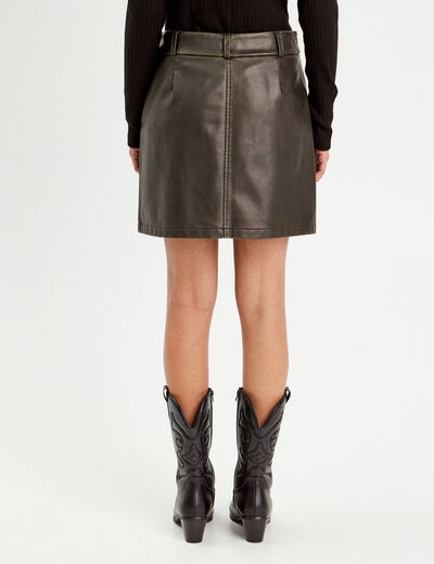 Jupe évasée simili cuir noir femme