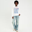 Sweat col rond manches longues ecru femme