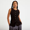 Gilet ajust&eacute; sans manches col rond noir femme