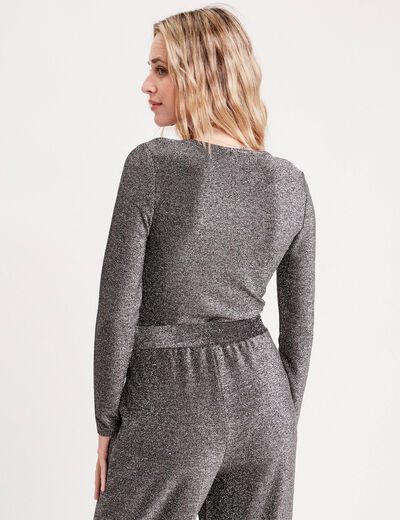 Body manches longues gris argent femme