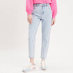 Jeans mom taille haute denim bleach femme