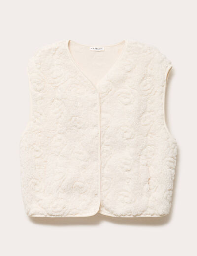 Gilet sans manches effet polaire ecru femme