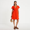 Robe courte &eacute;vas&eacute;e d&eacute;collet&eacute; brod&eacute;e orange fonc&eacute; femme