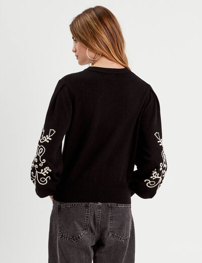 Pull avec broderie noir femme
