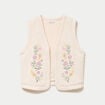 Veste droite sans manches col rond ecru femme