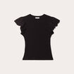 T-shirt manches courtes côtelé noir femme
