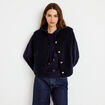 Gilet sans manches effet polaire col v bleu marine femme