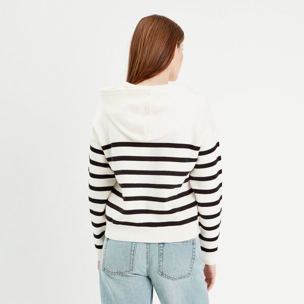 Pull à capuche ecru femme