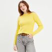 Pull manches longues jaune pastel femme