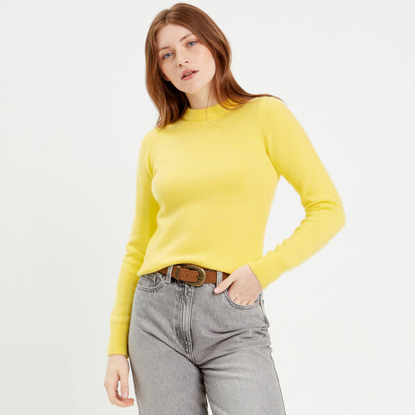 Pull manches longues jaune pastel femme