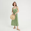 Robe longue évasée vert kaki femme